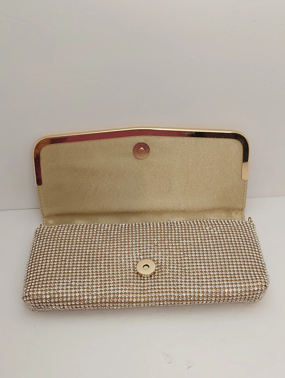 Kelly & Katie Rhinestone Clutch Bag Gold Cream
